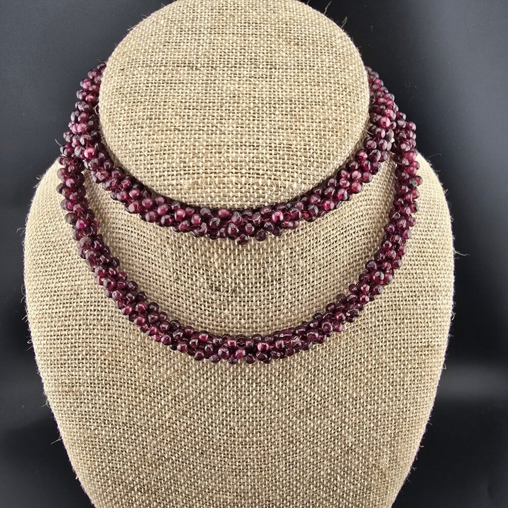 Garnet Rope Necklace 26-Inch Single Strand Statement Necklace